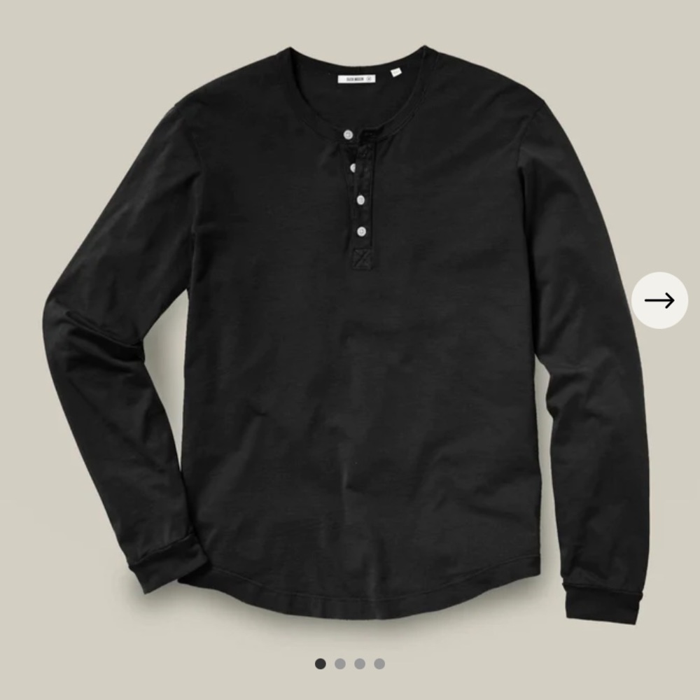 Buck Mason Pima Curved Hem Henley - Medium